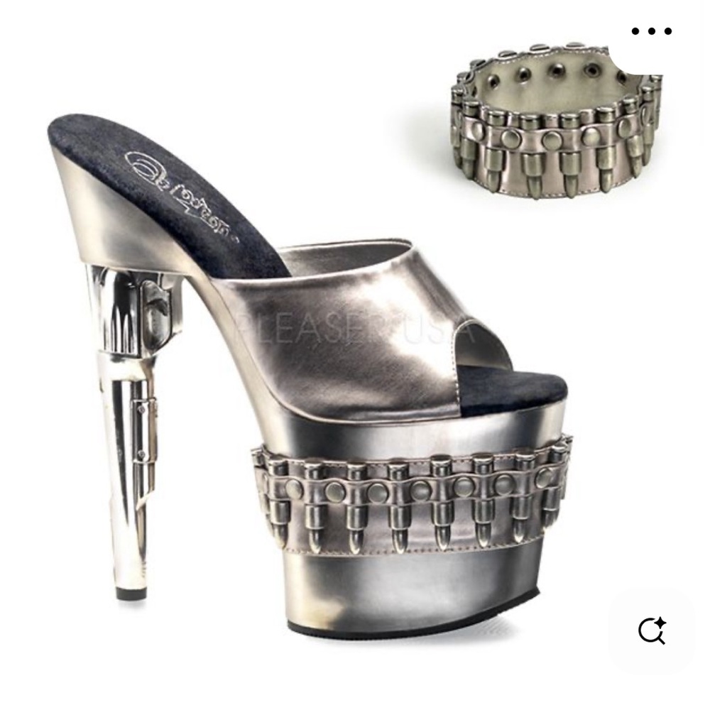 Pleaser Metallic Silver Platform Heels - Picture 7 of 7